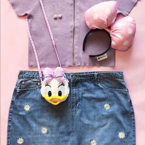 F21+ Denim Skirt w/ Daisy Embroidery